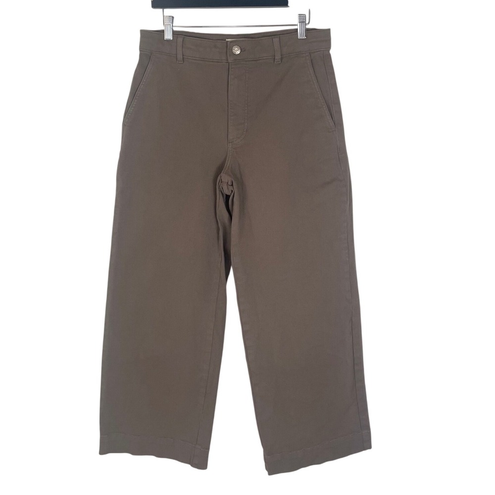 Everlane The Utility Wide Leg Pant Taupe Brown Organic Cotton Size 10R - Picture 2 of 6